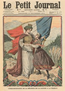 萨沃伊吞并法国50周年，插图来自&39;Le Petit Journal&39;，补充说明，1910年9月18日